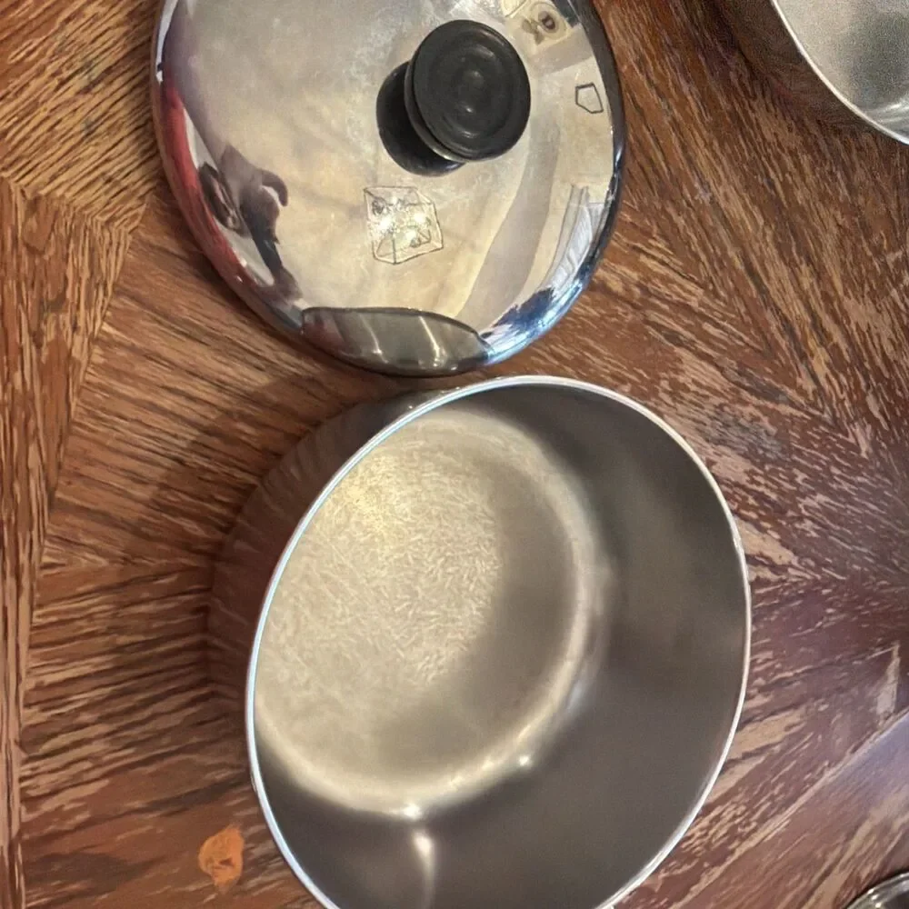 Vtg 1801 Revere Ware Copper Clad 2 Qt Saucepan & Lid Patents 2363973 & 2272609
